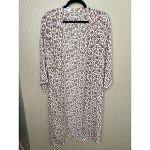 Carly Jean Los Angeles White Floral Kimono Cardigan S 100% Rayon Made In USA